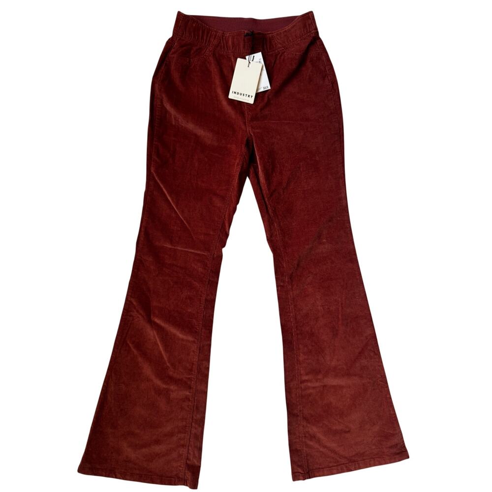 NWT Rust Corduroy Pull-On Flare Pants Elastic Waist Boho 70s Retro Earthy Small
